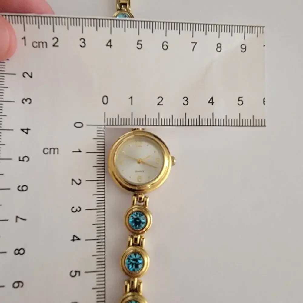 Womens Watch White Dial Gold Case Gold Plated Bracelet Quartz Analog F12861-1/F
